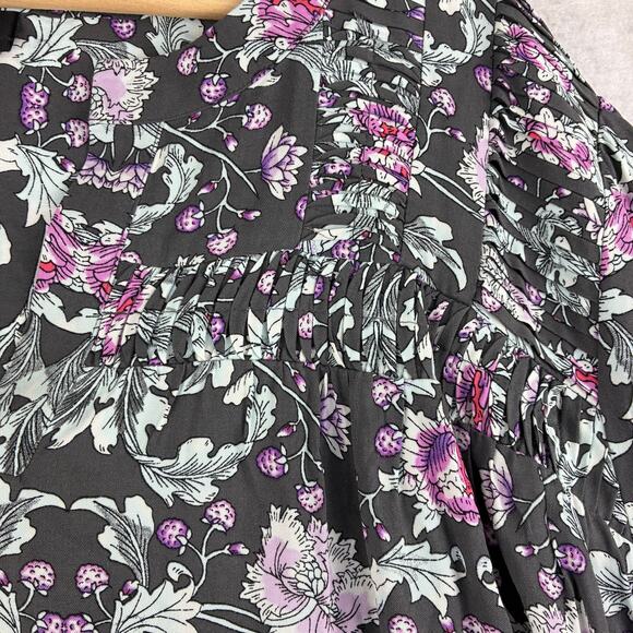 Lane Bryant Long Sleeve Blouse Women’s 26/3X Floral Peony Poppy Filigree Rayon - Picture 10 of 16